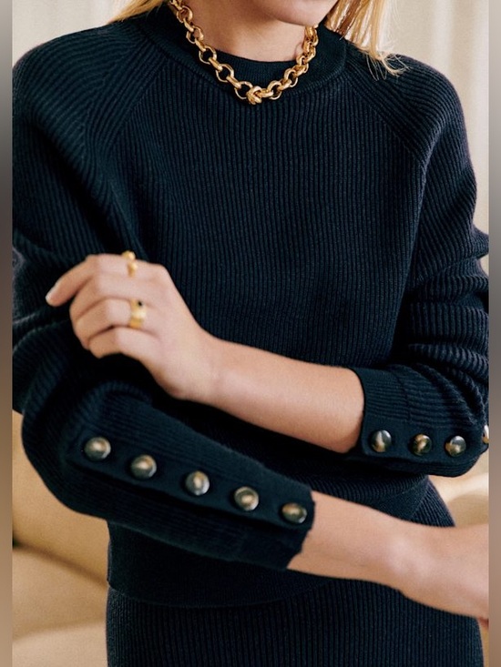 Sezane Sweaters - Sezane Sami Jumper Sweater Navy Blue Size Small Wool/cotton